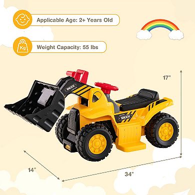 Costway 6V Electric Kids Ride On Bulldozer Pretend Play Truck Toy with Adjustable Bucket