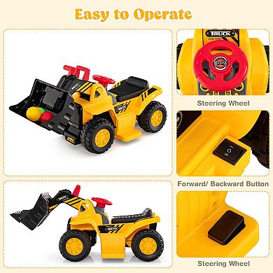 Costway 6V Electric Kids Ride On Bulldozer Pretend Play Truck Toy with Adjustable Bucket