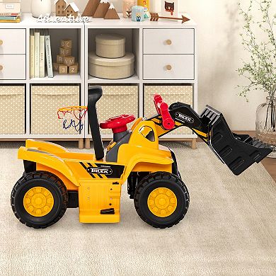 Costway 6V Electric Kids Ride On Bulldozer Pretend Play Truck Toy with Adjustable Bucket