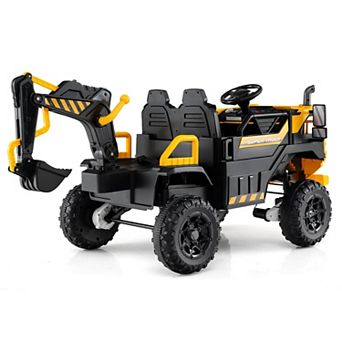Costway 24V Ride On Excavator, 4WD Electric Truck Construction Vehicle with Remote Control