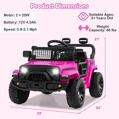 Costway 12V Kids Ride on Truck Car Battery Powered Electric Vehicle with Remote Control