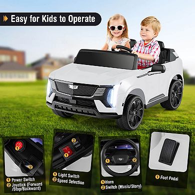 Costway 2 Seater Ride on Truck with Remote Control 3 Speeds LED Lights Horn Music Story