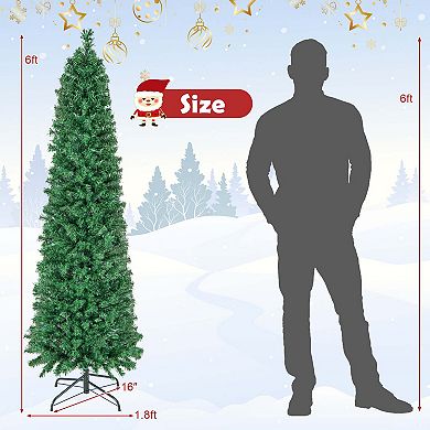 Costway 5FT/6FT/7FT/8 FT Pre-Lit Artificial Xmas Tree with Colorful Fiber Optics