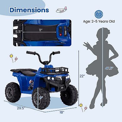 Costway Kids Ride On Electric ATV 6V 4-Wheeler Quad Car with One-Button Start Tread Tires