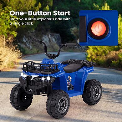 Costway Kids Ride On Electric ATV 6V 4-Wheeler Quad Car with One-Button Start Tread Tires