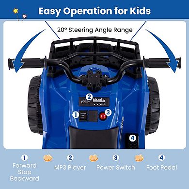 Costway Kids Ride On Electric ATV 6V 4-Wheeler Quad Car with One-Button Start Tread Tires
