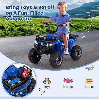 Costway Kids Ride On Electric ATV 6V 4-Wheeler Quad Car with One-Button Start Tread Tires