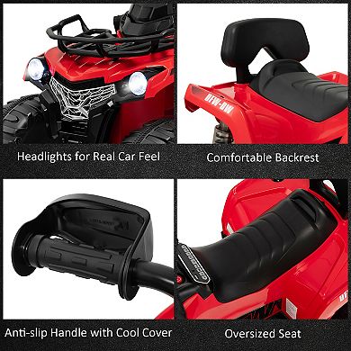 Costway 12V Kids Ride On ATV Electric 4-Wheeler Quad 2 Speeds with Mp3 & Headlights
