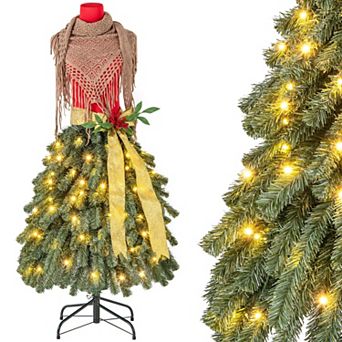Costway 5 FT Artificial Mannequin Tree with 248 Branch Tips 100 Warm White LED Lights