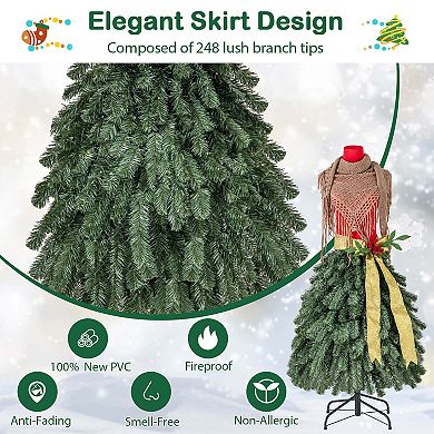 Costway 5 FT Artificial Mannequin Tree with 248 Branch Tips 100 Warm White LED Lights