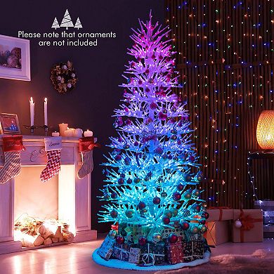 Costway 7 FT Artificial Xmas Tree Hinged Christmas Tree with 820 Coral-Like Branch Tips