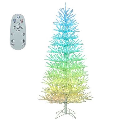 Costway 7 FT Artificial Xmas Tree Hinged Christmas Tree with 820 Coral-Like Branch Tips