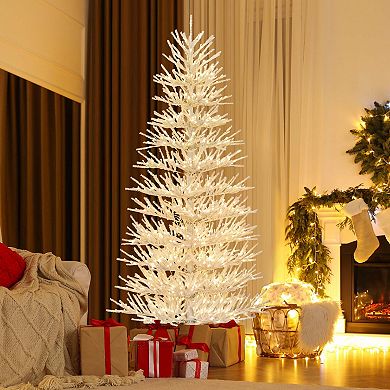 Costway 7 FT Artificial Xmas Tree Hinged Christmas Tree with 820 Coral-Like Branch Tips