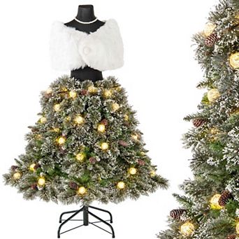 Costway 5 FT Artificial Mannequin Tree with 465 Branch Tips 50 Warm White LED Lights