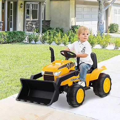 Costway 12V Kids Ride On Excavator Digger Electric Bulldozer Tractor RC with Light & Music