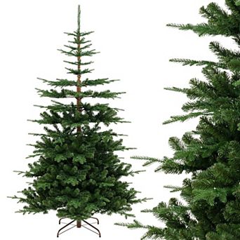 Costway 7 FT Artificial Xmas Tree with 1303 PE PVC Branch Tips 500 Warm White LED Lights