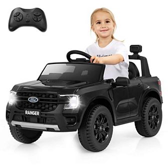 Costway 12V Licensed Ford Ranger Kids Ride on Car with Remote Control Storage Basket White/Black