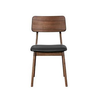 New Classic Furniture Thea Wood Back Side Chair with Black Seat (Set of 2), Walnut