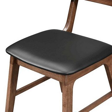 New Classic Furniture Thea Wood Back Side Chair with Black Seat (Set of 2), Walnut