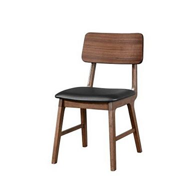 New Classic Furniture Thea Wood Back Side Chair with Black Seat (Set of 2), Walnut