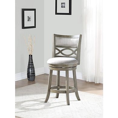 New Classic Manchester Gray Wood Swivel Counter Stool w/ Fabric Seat (Set of 2)