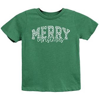 Merry Christmas Varsity Checkered - Youth Short Sleeve Graphic T-Shirt