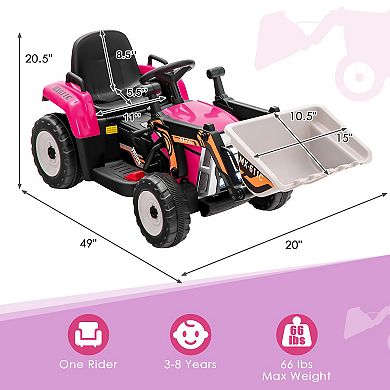 Costway Kids Ride On Excavator Digger 12V Electric Tractor RC w/ Digging Bucket Pink/Yellow