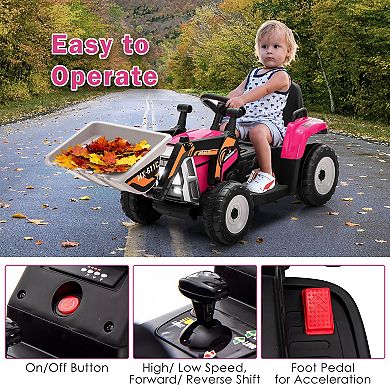 Costway Kids Ride On Excavator Digger 12V Electric Tractor RC w/ Digging Bucket Pink/Yellow