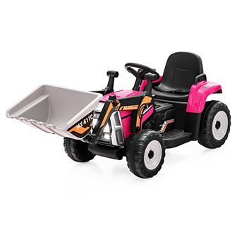 Costway Kids Ride On Excavator Digger 12V Electric Tractor RC w/ Digging Bucket Pink/Yellow