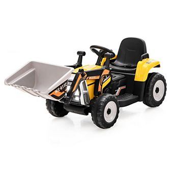 Costway Kids Ride On Excavator Digger 12V Electric Tractor RC w/ Digging Bucket Pink/Yellow