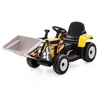 Costway Kids Ride On Excavator Digger 12V Electric Tractor RC w/ Digging Bucket Pink/Yellow