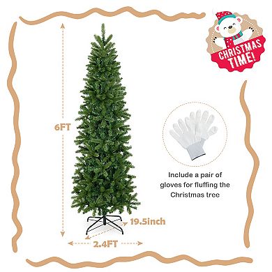 Costway 6 FT/7.5 FT Pre-Lit Hinged Artificial Christmas Tree w/ 648/796 Tips & 270/350 LED Lights