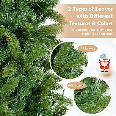Costway 6 FT/7.5 FT Pre-Lit Hinged Artificial Christmas Tree w/ 648/796 Tips & 270/350 LED Lights