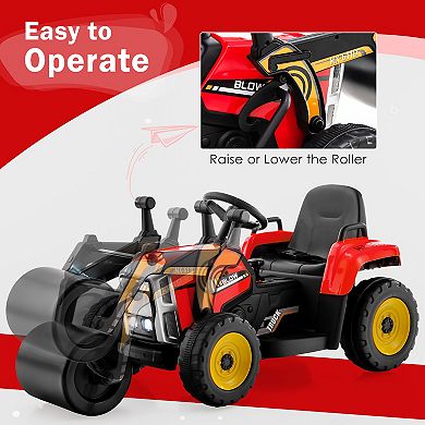 Costway Kids Ride On Roller 12V Electric Tractor Remote w/ Music & LED Light