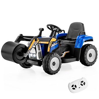 Costway Kids Ride On Roller 12V Electric Tractor Remote w/ Music & LED Light
