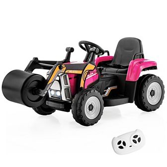 Costway Kids Ride On Roller 12V Electric Tractor Remote w/ Music & LED Light