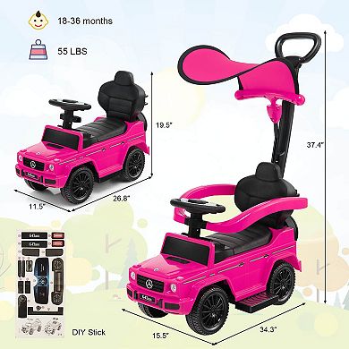 Costway 3 in 1 Ride on Push Car Mercedes Benz G350 Stroller Sliding Car w/ Canopy