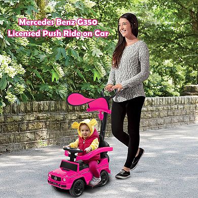 Costway 3 in 1 Ride on Push Car Mercedes Benz G350 Stroller Sliding Car w/ Canopy