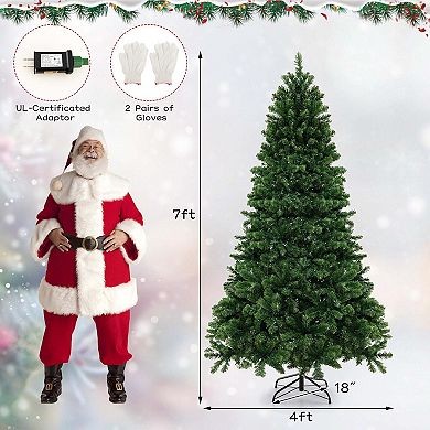 Costway Artificial 6ft Christmas Tree 821 Branch Tips 560 Warm White LED Lights