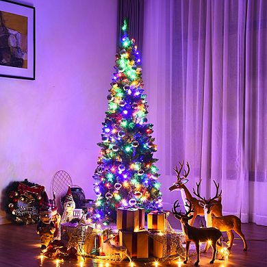 Costway 4.5\6.5\7.5ft Pre-Lit Hinged Pencil Christma Multicolor Lights