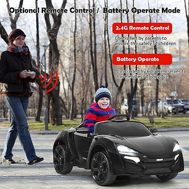 Costway 12V Kids Ride On Car 2.4G RC Electric Vehicle w/ Lights MP3 Openable Doors