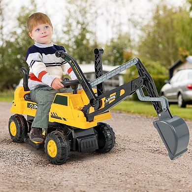 Costway Kids Ride on Excavator Digger Electric Construction Vehicles with Lights & Music