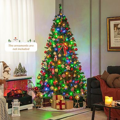 Costway 6FT/7FT Pre-Lit Hinged Christmas Tree with 260/350 Multi-Color Lights
