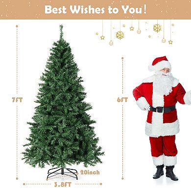 Costway 6FT/7FT Pre-Lit Hinged Christmas Tree with 260/350 Multi-Color Lights