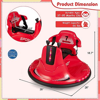 Costway 12V Bumper Car for Kids Toddlers Electric Ride On Car Vehicle with 360° Spin