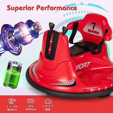 Costway 12V Bumper Car for Kids Toddlers Electric Ride On Car Vehicle with 360° Spin