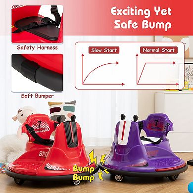Costway 12V Bumper Car for Kids Toddlers Electric Ride On Car Vehicle with 360° Spin