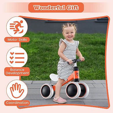 Costway 4 Wheels Baby Balance Bike for 2 Years Old Boys Girls with Soft Seat Ride On Toy