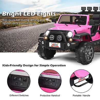 Costway 12V Kids Ride On Car 2 Seater Truck RC Electric Vehicles w/ Storage Room