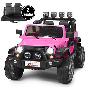Costway 12V Kids Ride On Car 2 Seater Truck RC Electric Vehicles w/ Storage Room